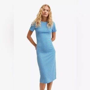 Mango Blue Gingham Women's Dress